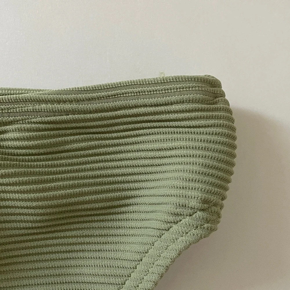 Billabong Low Rider Bikini Bottom Full Coverage Ribbed Green Coastal Beach Surf